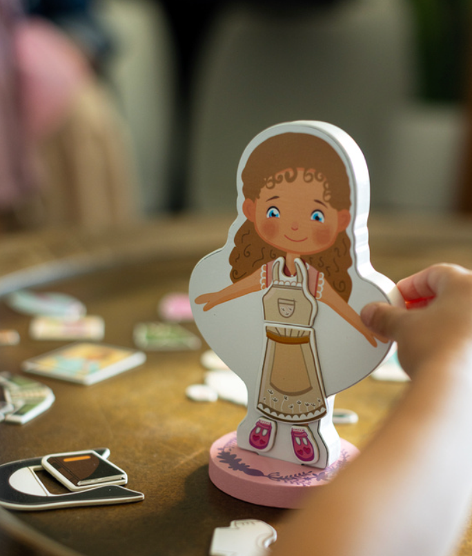 My Saint Thérèse, A magnetic wooden dress-up doll set by Saintly Heart