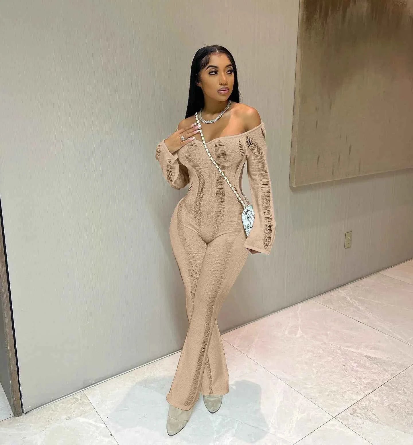 Crochet One-Piece Bodycon Romper