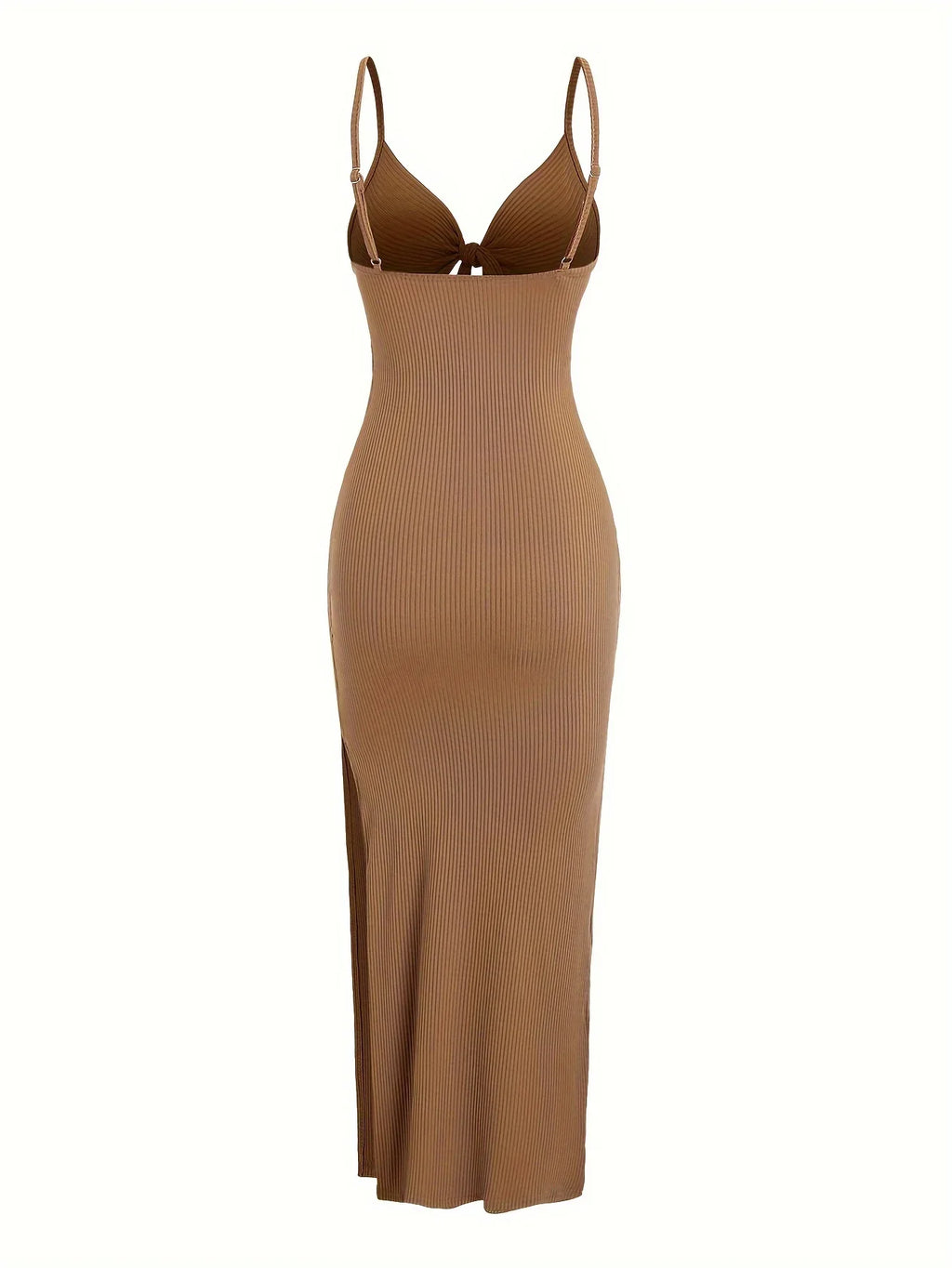knit simple sleeveless suspender dress leaking back and sexy long skirt with neck. by nowadaysfashion