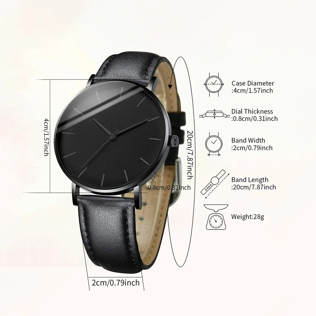 5PCSt Men Business Watches Fashion Leather Band Male's Quartz Watch
