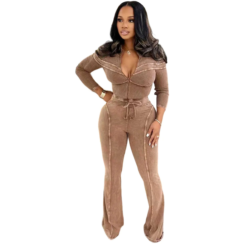Fall ribbed pants set