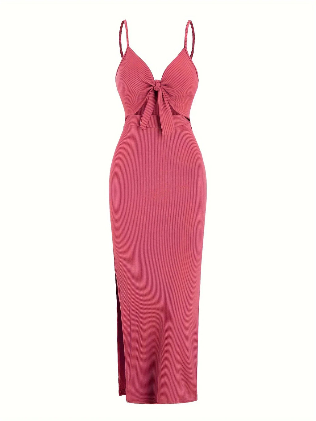 Europe and America knit simple sleeveless suspender dress in spring and summer, leaking back and sexy long skirt with neck. by Urban Fashion Icon
