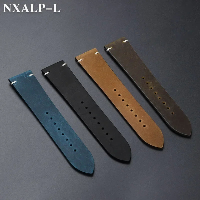 Vintage Oil Wax Leather Watch Band 18mm 20mm 21mm 22mm Handmade