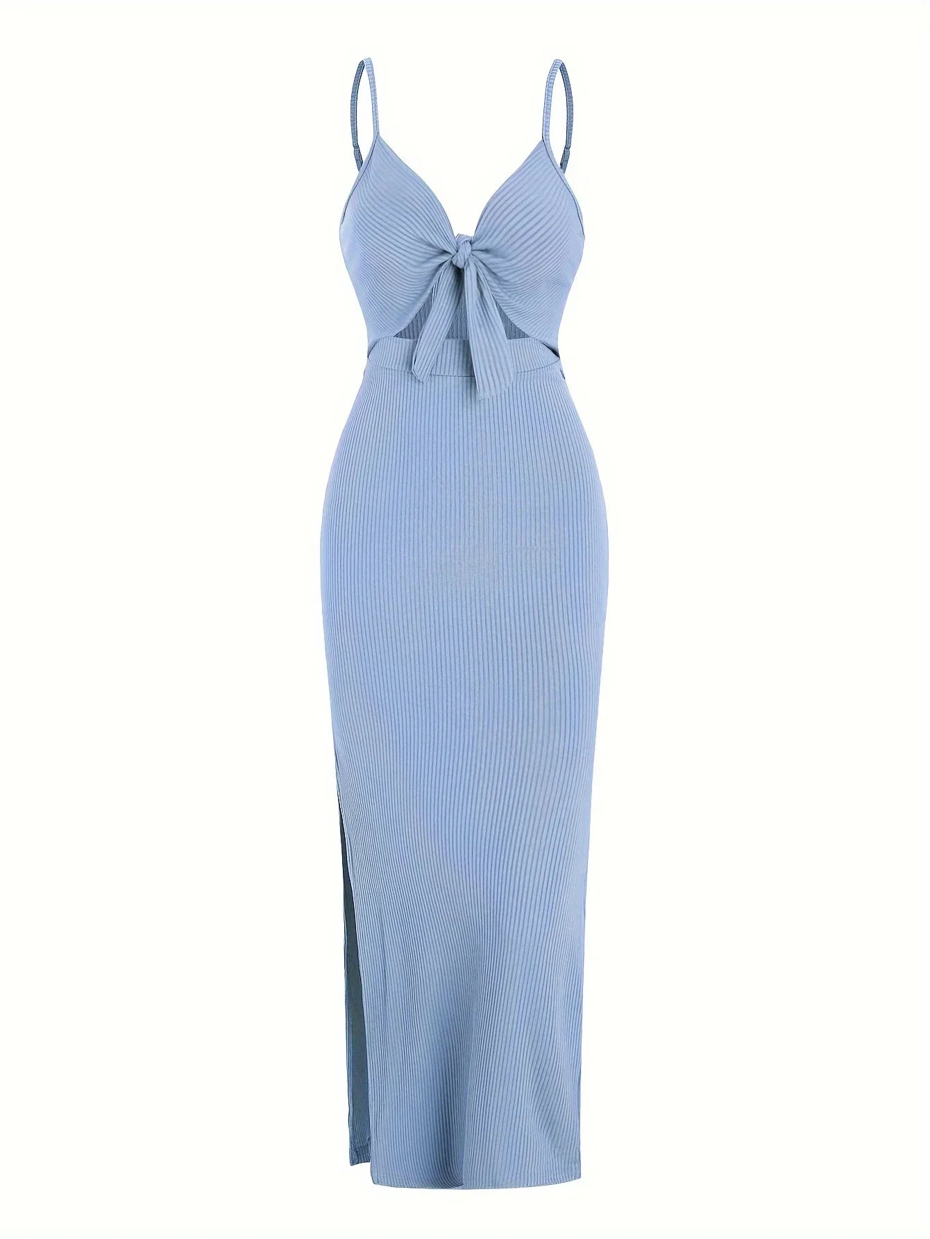 Europe and America knit simple sleeveless suspender dress in spring and summer, leaking back and sexy long skirt with neck. by Urban Fashion Icon