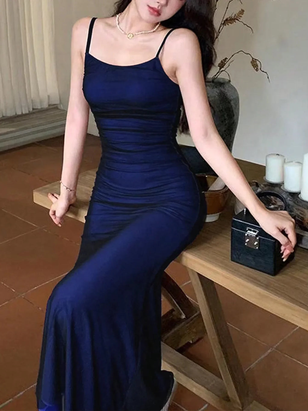 Elegant Camisole Red off Shoulder Sleeveless Pleated Skirt for Women's Slim fit Long Dress summer beach vacation party dress by Urban Fashion Icon