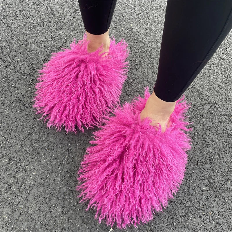 Fluffy Faux Fur Slides