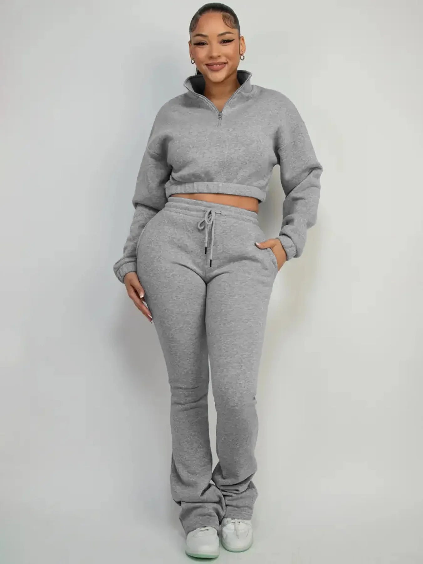 Casual Crop Top and Pants Set