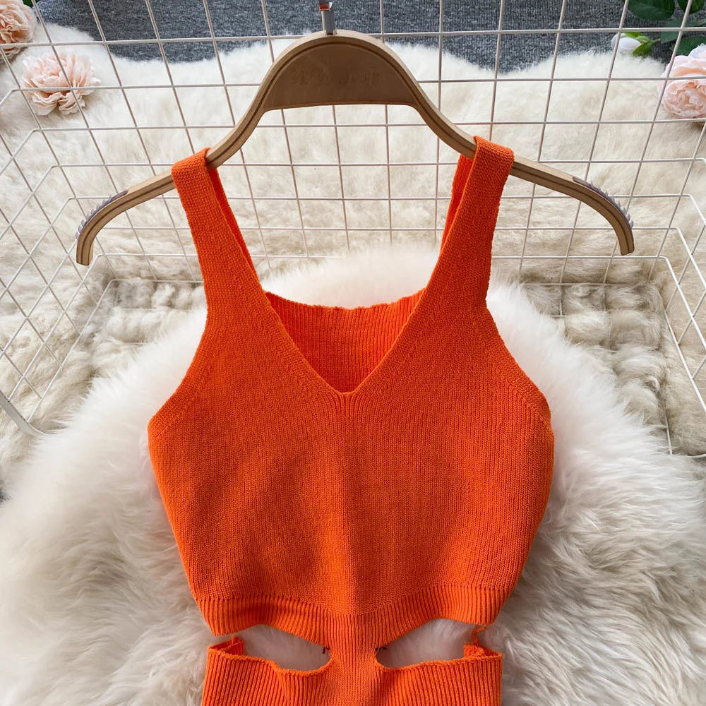 Dress Sexy Cut Out Waist Package Hips Split Bodycon Dress Vestidos Sundress by nowadaysfashion