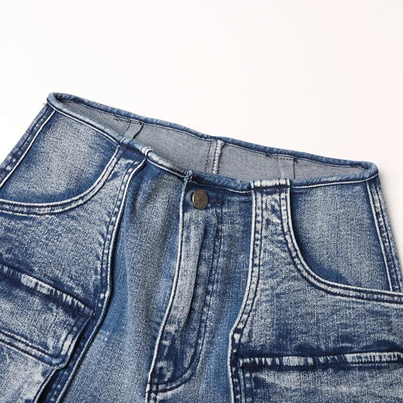 High Waist Stretchy Cargo Jeans