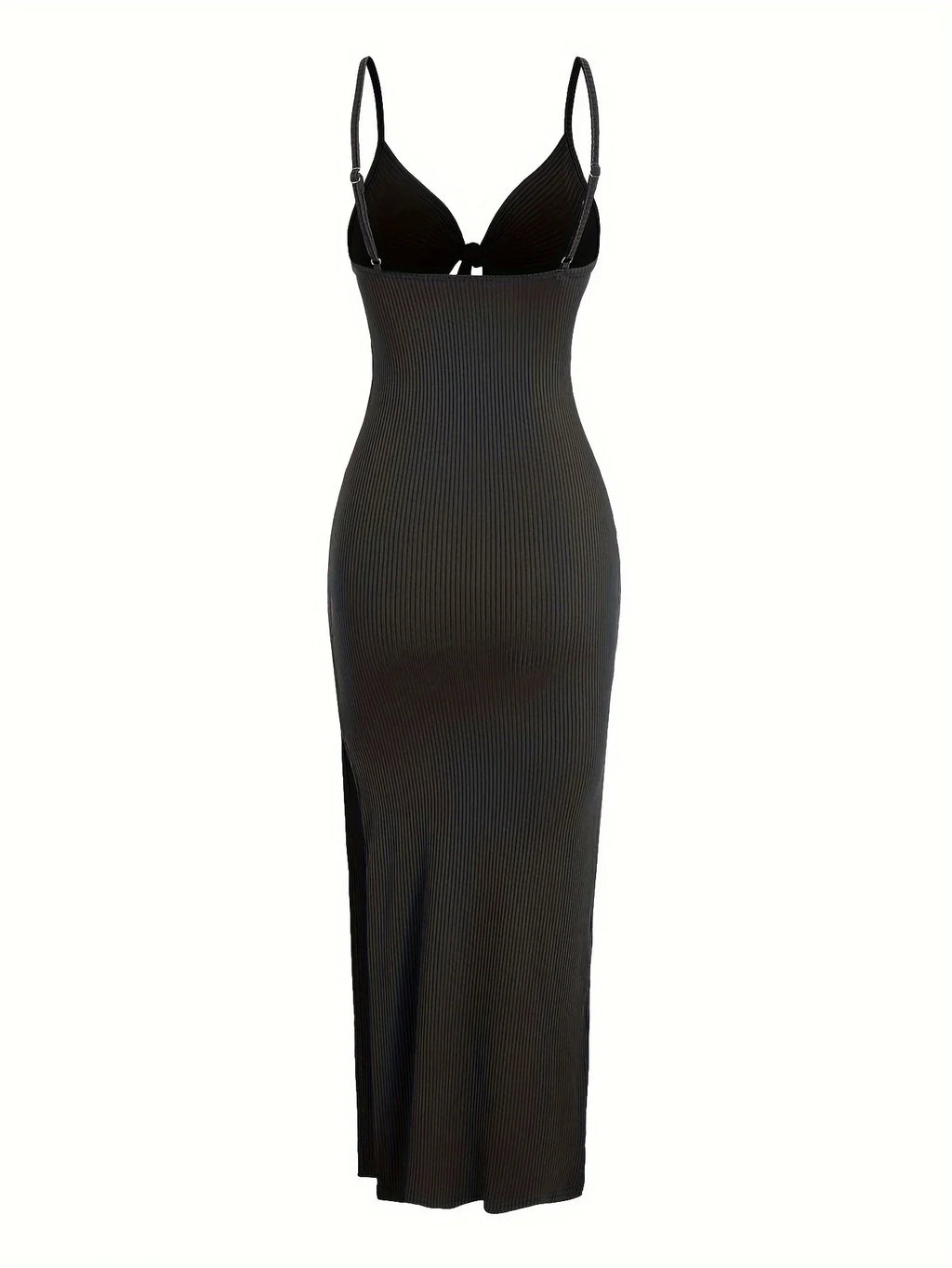 knit simple sleeveless suspender dress leaking back and sexy long skirt with neck. by nowadaysfashion