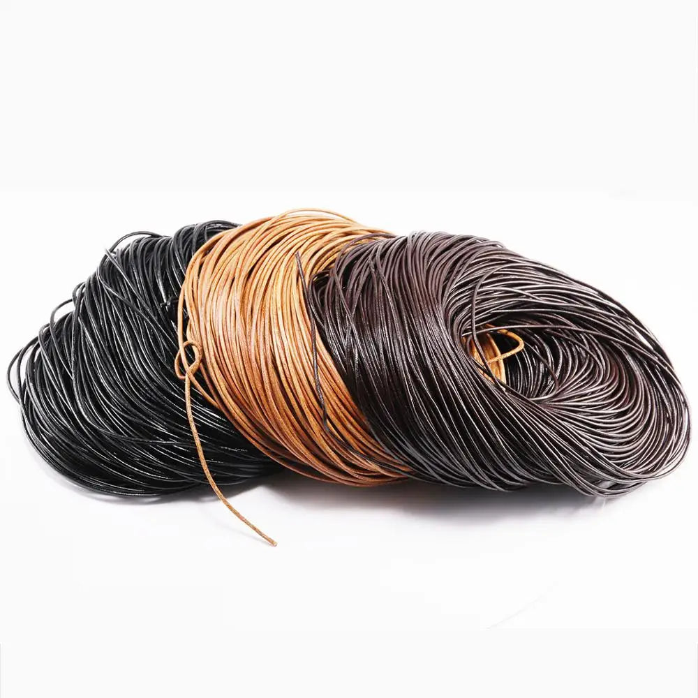 2/5 Meters/Lot 1-6mm Genuine Cow Leather Round Thong Cord DIY Bracelet