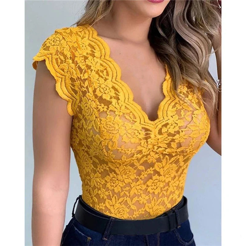 Women Tops Summer Sexy Lace Crochet Cardigan Casual Solid Color Trend Lace Hollow Out Top For Ladies by Urban Fashion Icon