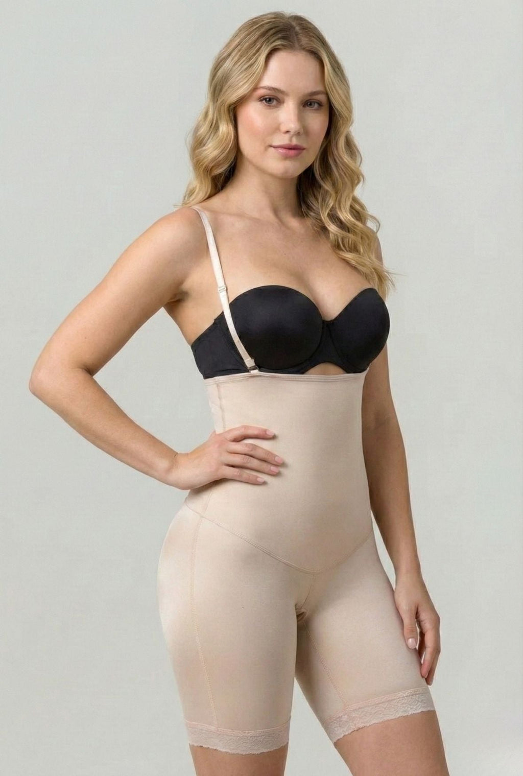 Open Bust Mid-thigh Body Shapewear w/ Flat Front by Vedette Store