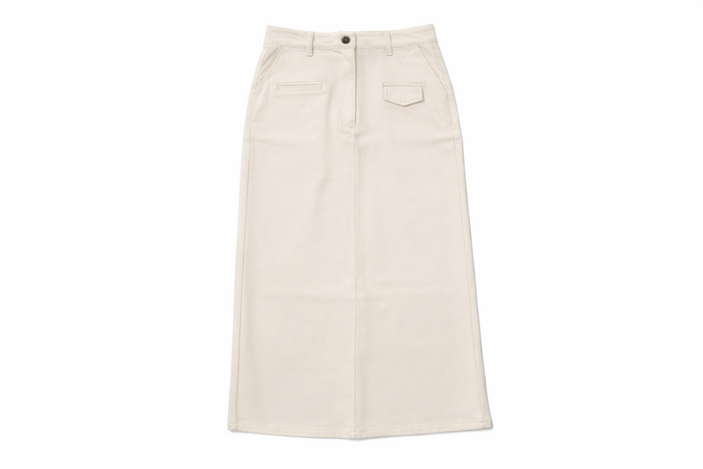 STRETCH DENIM SKIRT - TAN by profile-nyc