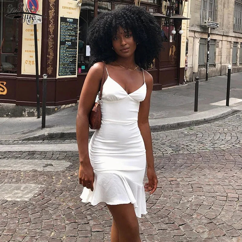 Summer Sexy Bodycon Dress for Women V Neck Elegant Ruffles by nowadaysfashion