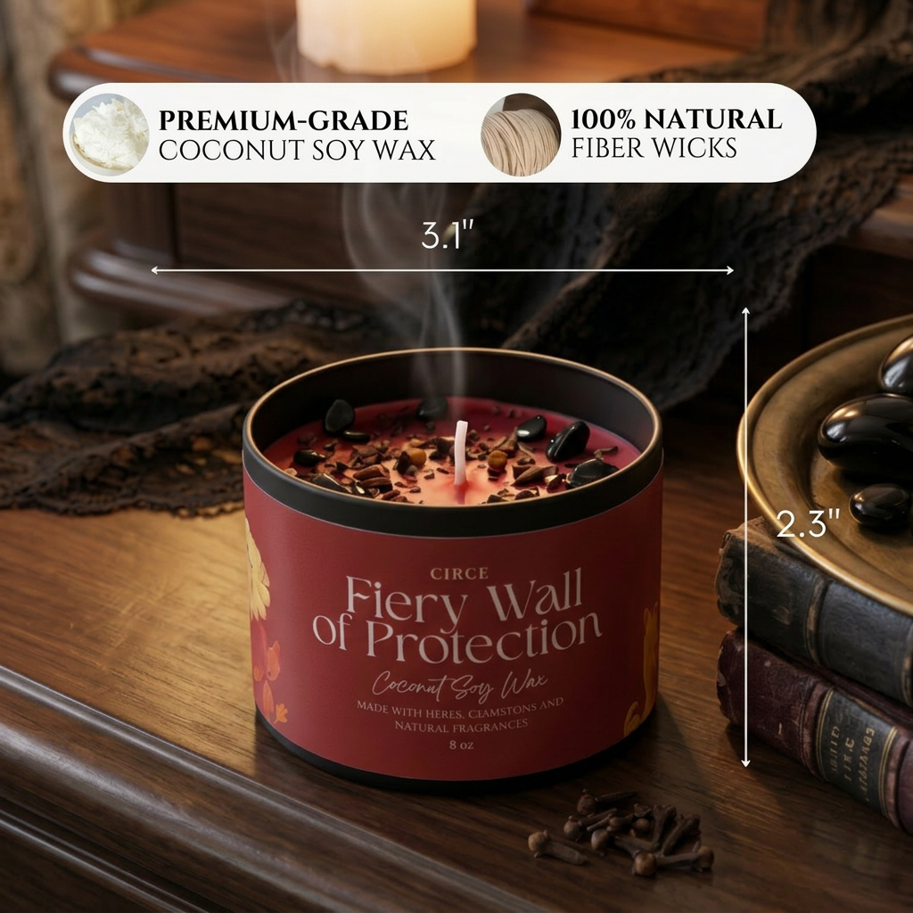 Fiery Protection Candle — 8‑oz Wall of Protection Ritual by Circe Boutique