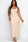 Plus Size Ribbed Side Slit Long Cami Maxi Dress by Selvanelle