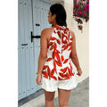 Plus Plant Print Halter Sleeveless Loose Blouse by Selvanelle