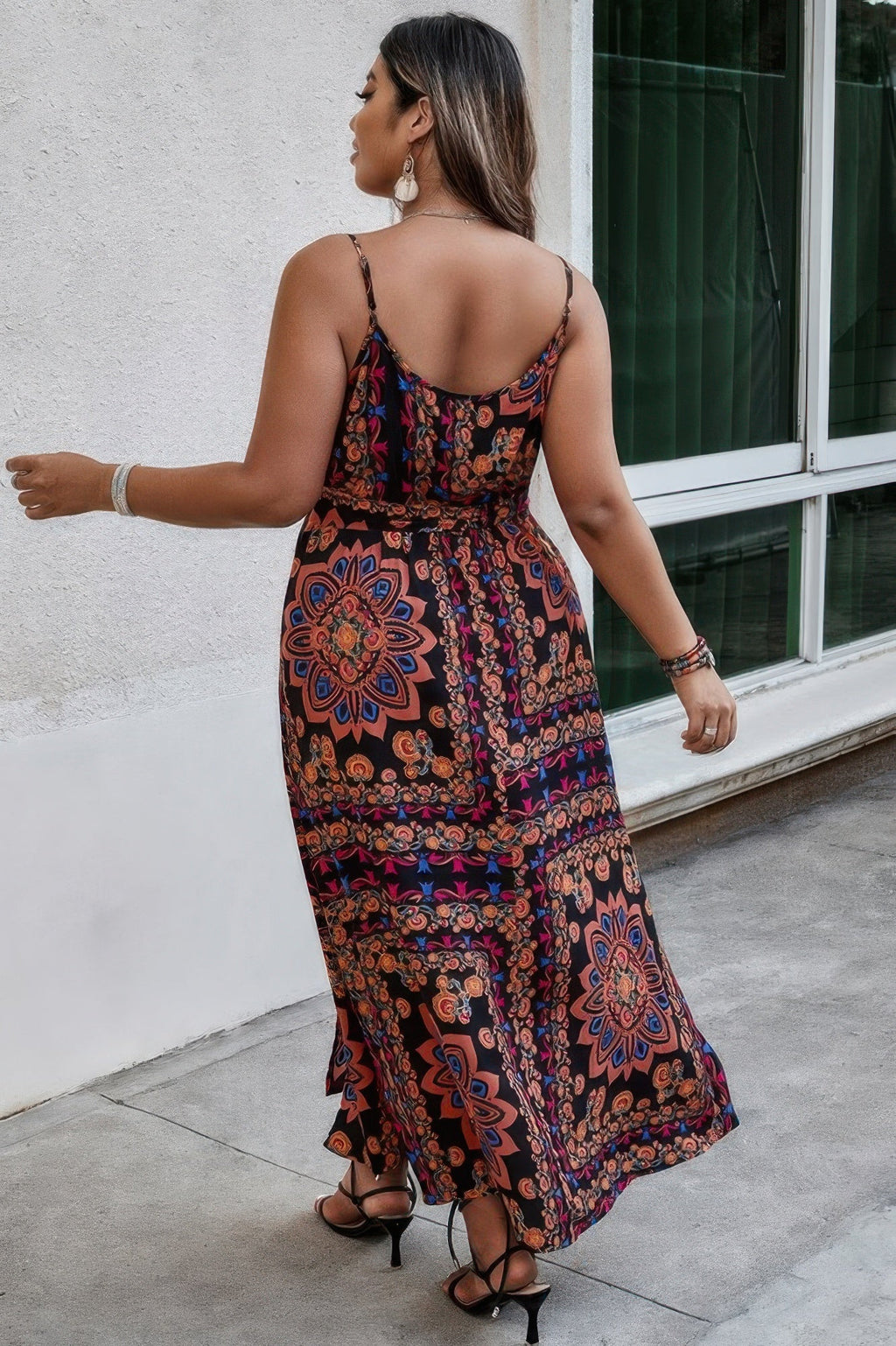 Plus Size Floral Belted Cami Boho Long Dress by Selvanelle