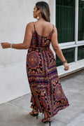 Plus Size Floral Belted Cami Boho Long Dress by Selvanelle