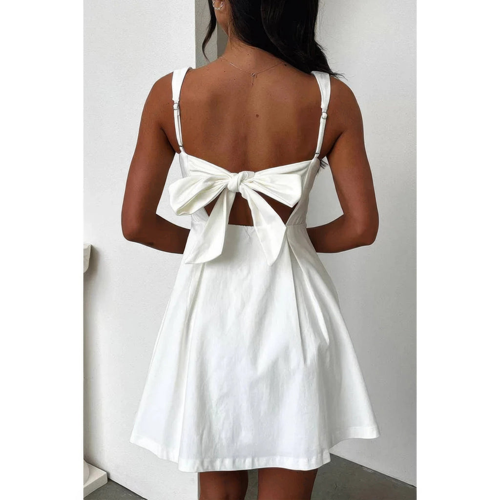 Solid Square Neck Fit Sleeveless Short Dress by Selvanelle
