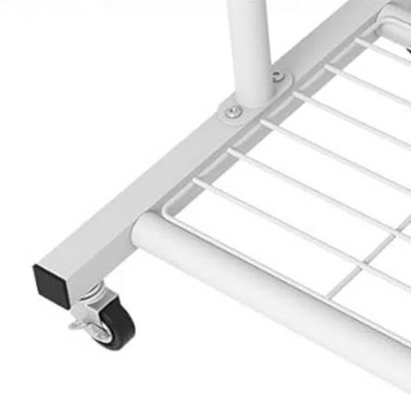 White Modern Garment Rack Clothes Hanging Rod with Lockable Wheels - Goddess Imports Marketplace