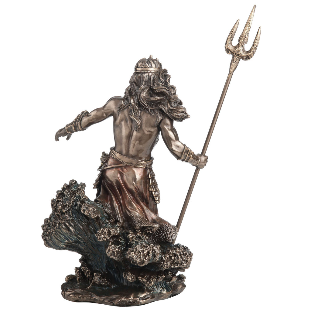 Poseidon Holding Trident Standing on Waves Figurine by FairyGlen Store