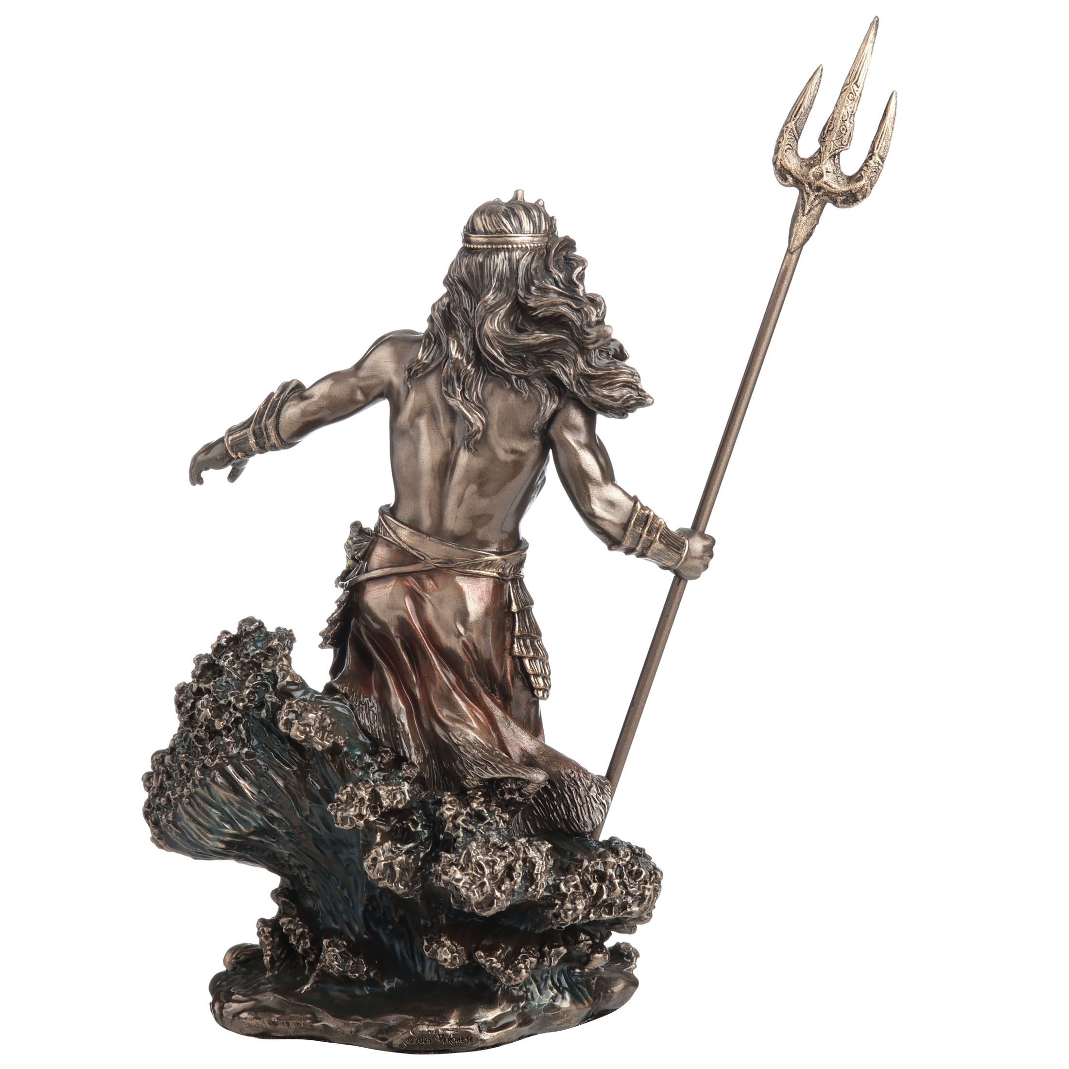 Poseidon Holding Trident Standing on Waves Figurine by FairyGlen Store