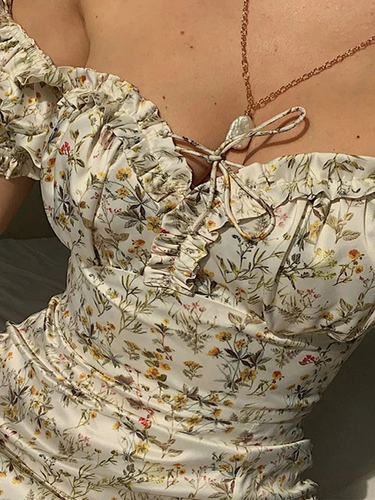 Summer Floral Off Shoulder Puff Sleeve Maxi Dress by nowadaysfashion
