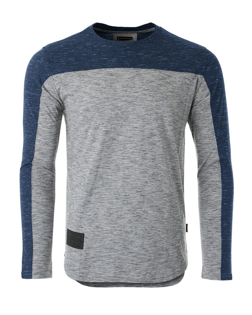 Athletic Color Block Long Sleeve Curved Hemline Casual Shirt by ZIMEGO MEN