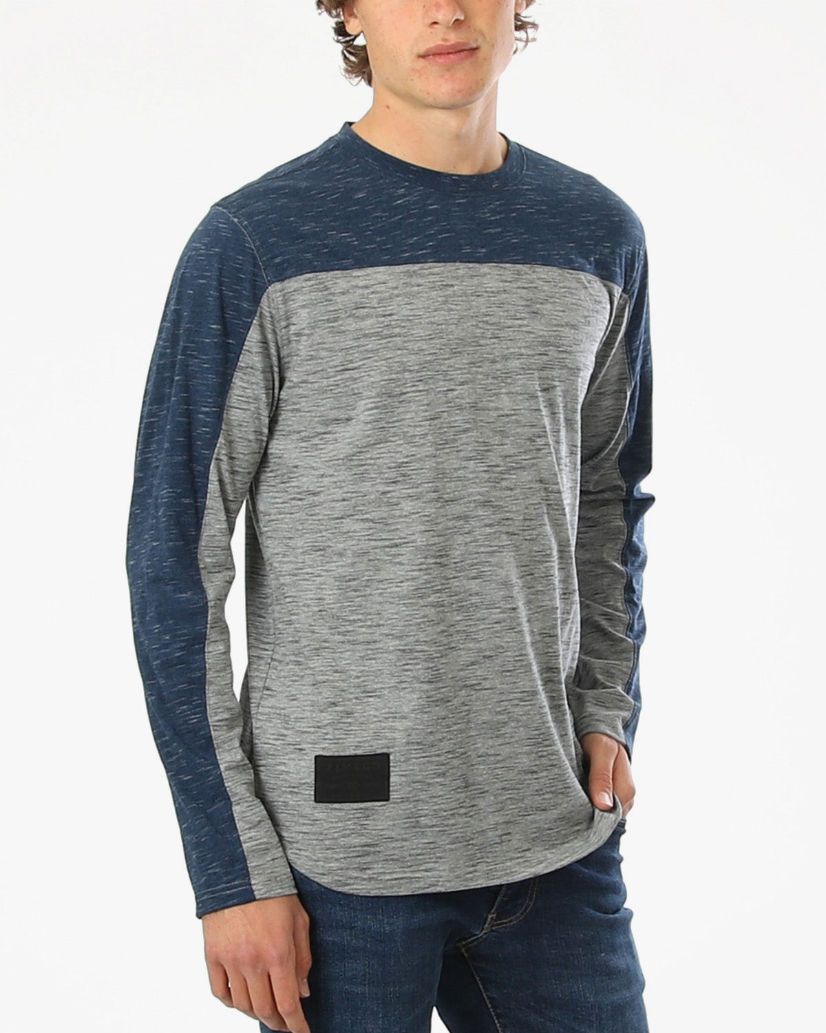 Athletic Color Block Long Sleeve Curved Hemline Casual Shirt - Goddess Imports Marketplace