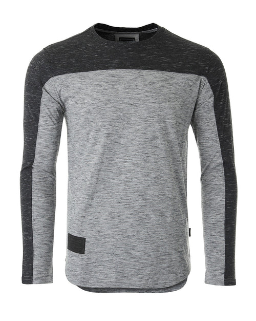Athletic Color Block Long Sleeve Curved Hemline Casual Shirt by ZIMEGO MEN
