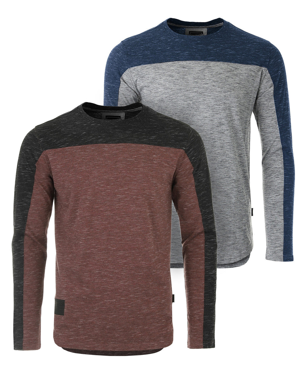 Athletic Color Block Long Sleeve Curved Hemline Casual Shirt - Goddess Imports Marketplace