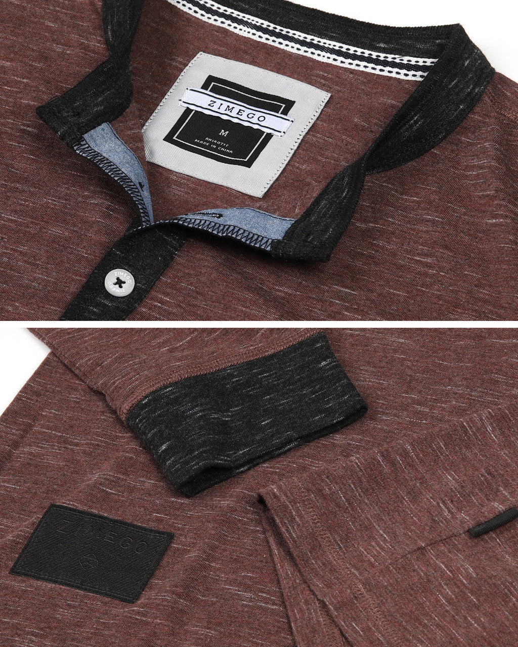 ZIMEGO Men's Long Sleeve Contrast Button Placket Neck Cuffs Casual Henley Shirts - Goddess Imports Marketplace