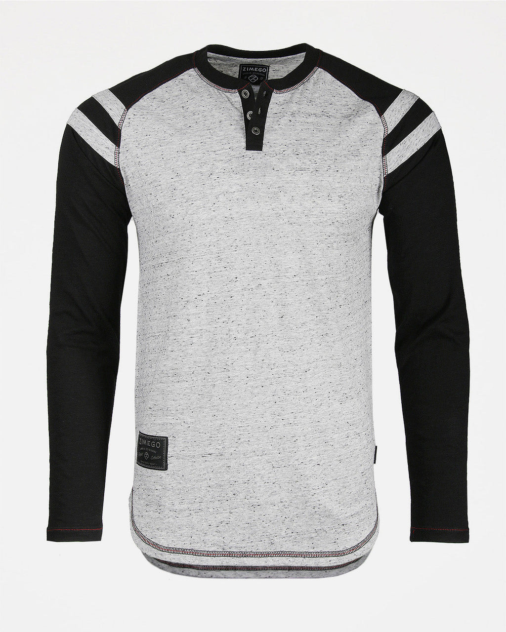 ZIMEGO Men's Long Sleeve Athletic Stripes Arm Contrast Raglan Henley - ZGLS555 - Goddess Imports Marketplace