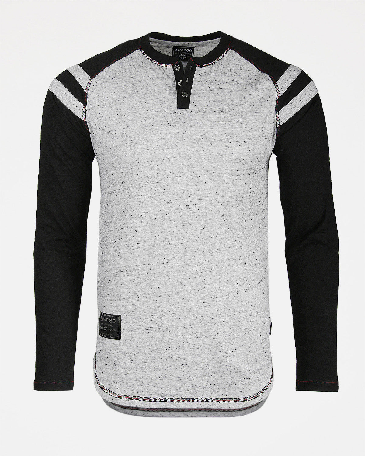 ZIMEGO Men's Long Sleeve Athletic Stripes Arm Contrast Raglan Henley - ZGLS555 - Goddess Imports Marketplace
