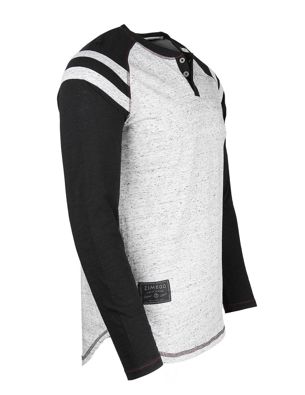 ZIMEGO Men's Long Sleeve Athletic Stripes Arm Contrast Raglan Henley - ZGLS555 - Goddess Imports Marketplace