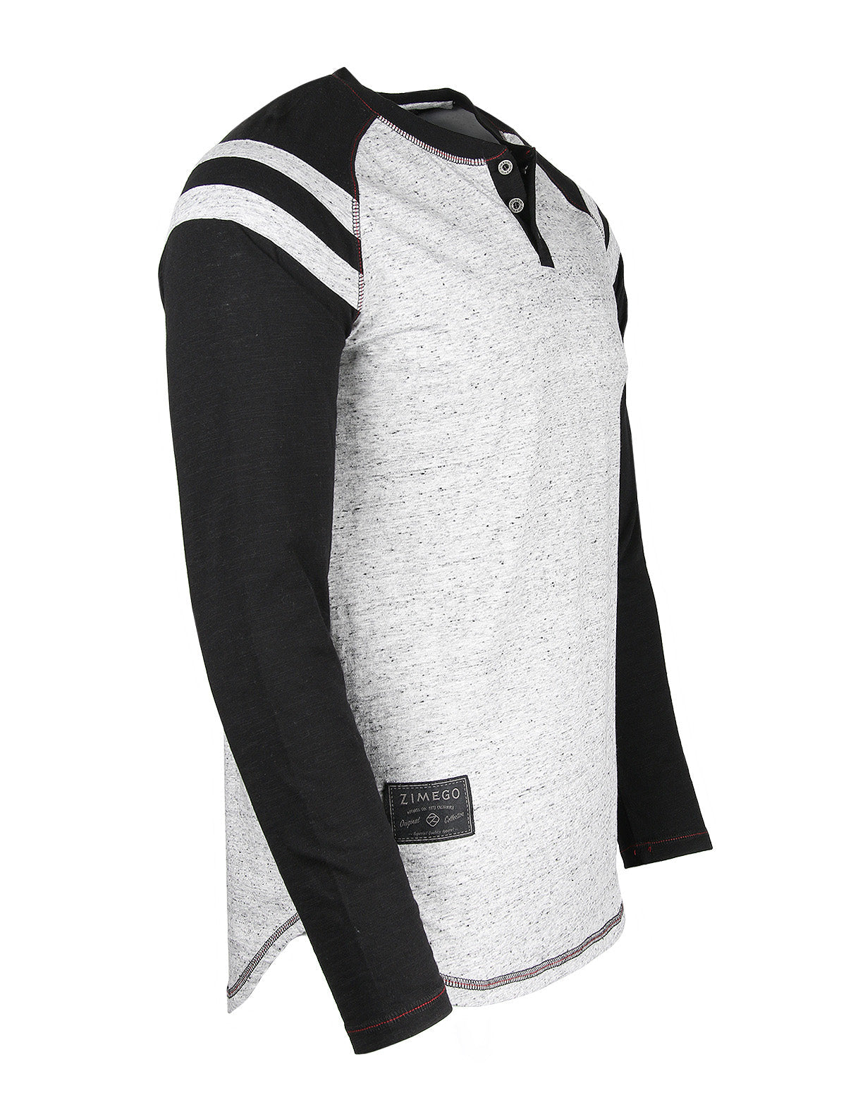 ZIMEGO Men's Long Sleeve Athletic Stripes Arm Contrast Raglan Henley - ZGLS555 - Goddess Imports Marketplace