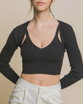 Knit Sweater Cardigan and Crop Tank Top Set - Goddess Imports Marketplace