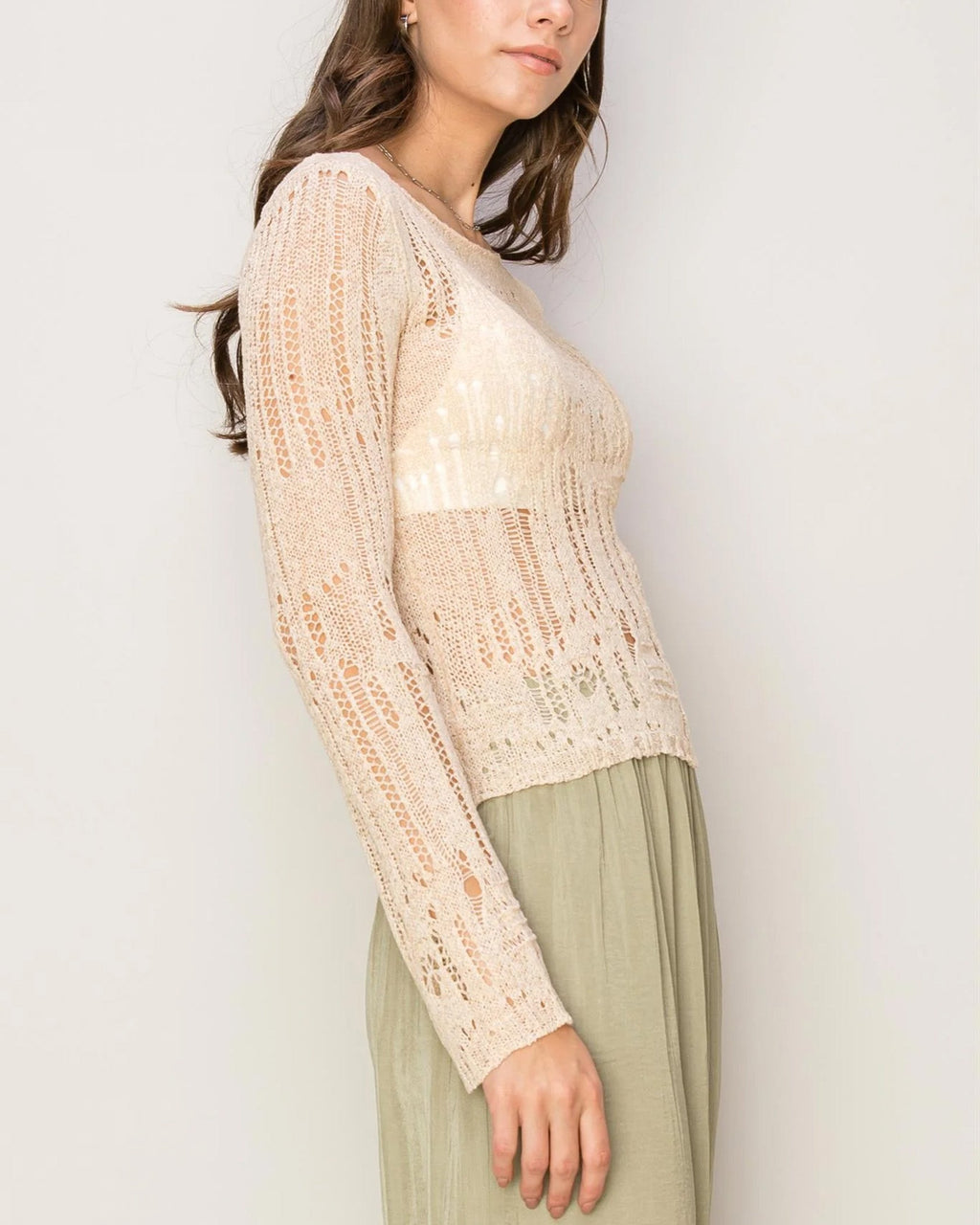 LIGHT WEIGHT OPEN STITCH KNIT TOP - Goddess Imports Marketplace