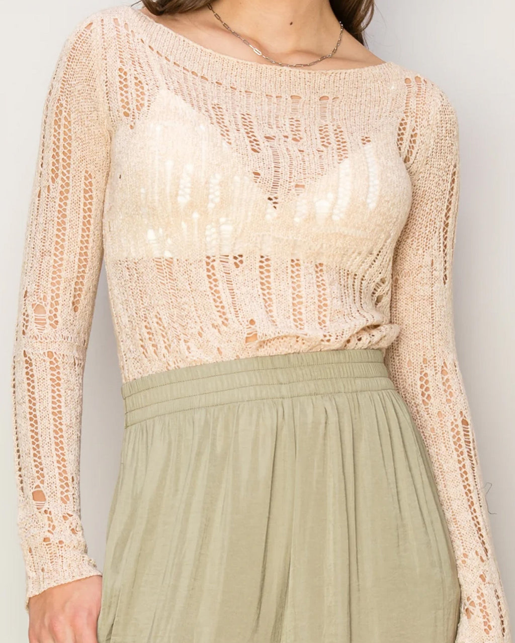 LIGHT WEIGHT OPEN STITCH KNIT TOP - Goddess Imports Marketplace