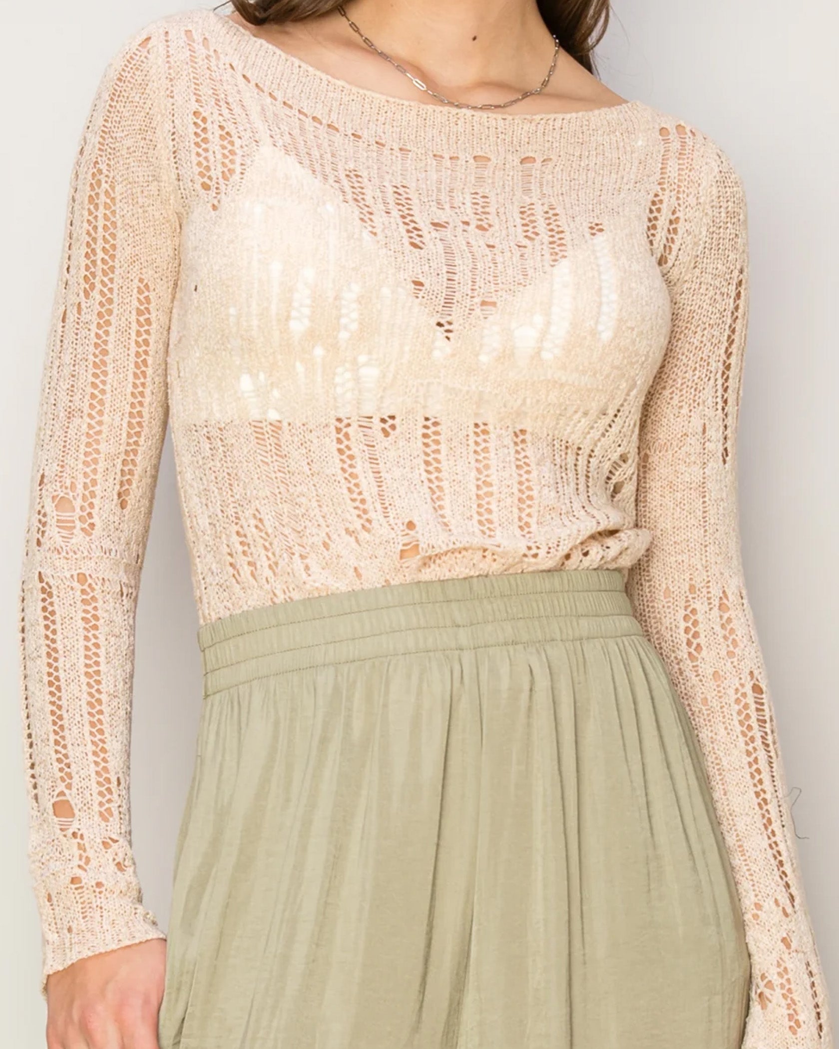 LIGHT WEIGHT OPEN STITCH KNIT TOP - Goddess Imports Marketplace