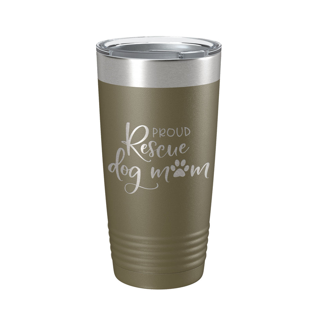 Proud Rescue Mom Tumbler Dog Travel Mug Gift Insulated Laser Engraved Coffee Cup 20 oz - Goddess Imports Marketplace