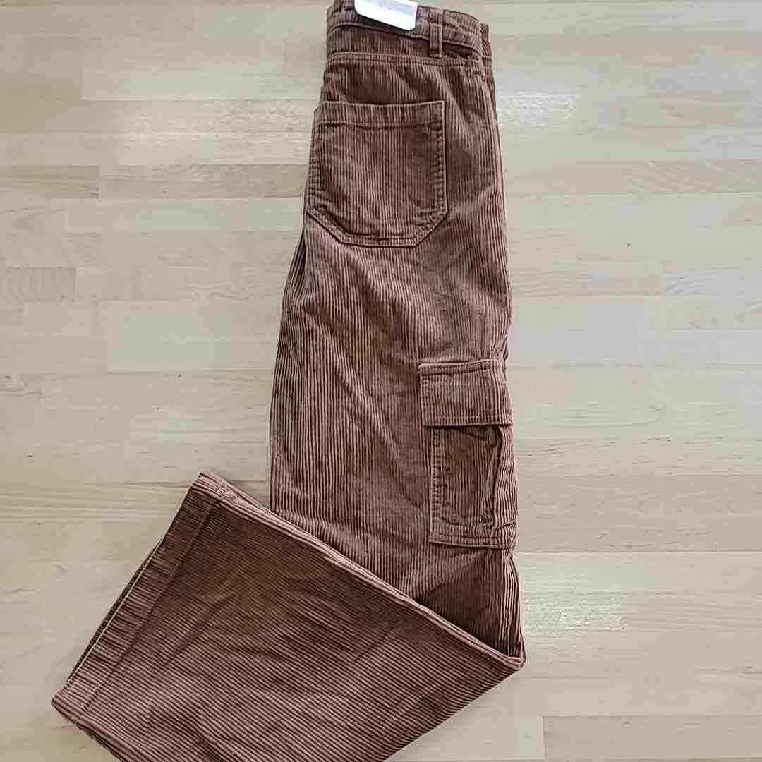 tinceltown Size 1 Cotton Corduroy Low-Rise Cargo Jeans - Pecan