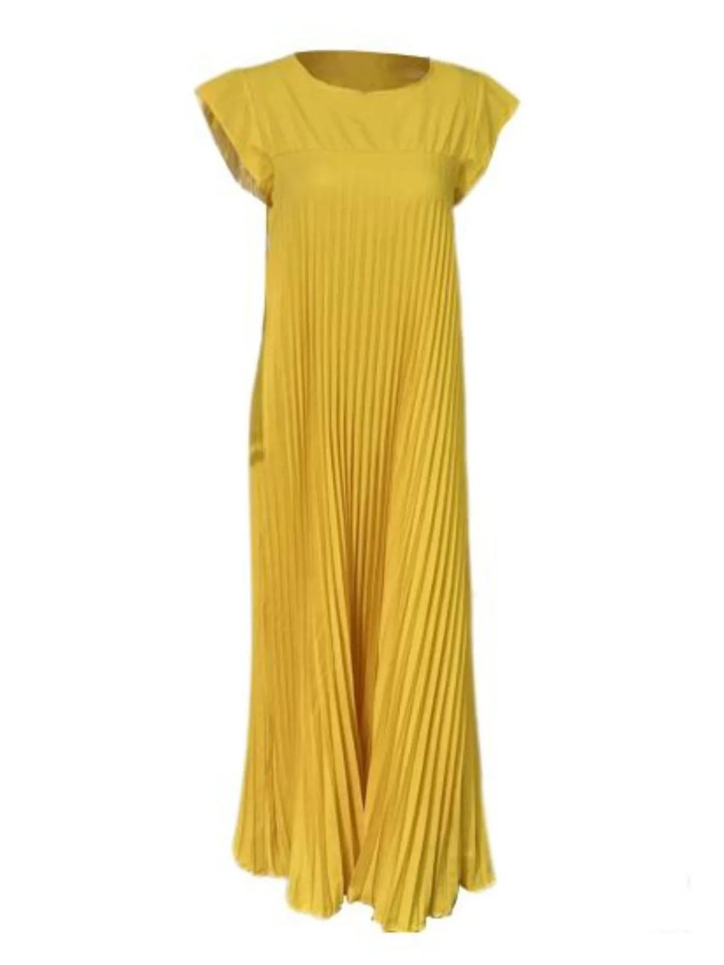 Pleated Round Neck Maxi Dress by Shopiebay