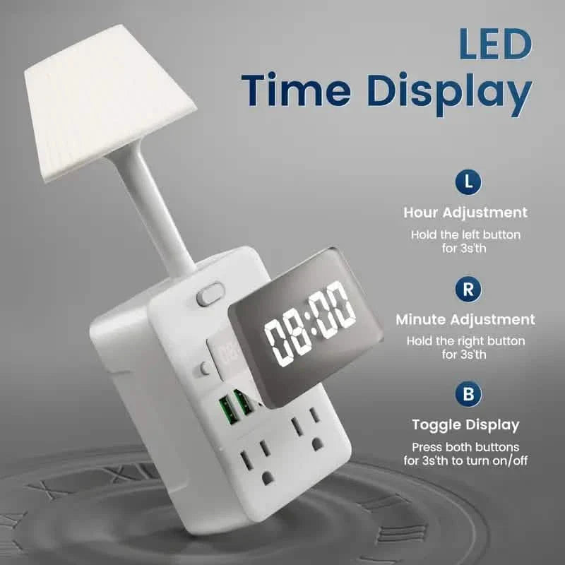 11-in-1 Multifunctional Power Strip with Desk Lamp, Clock, USB Ports & Surge Protection by DailySale