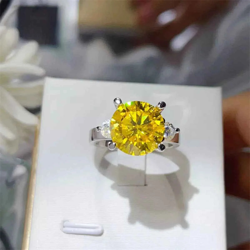 925 Sterling Silver Yellow 5 Carat Moissanite Ring by Be Bliss Boutique