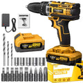 21V Cordless Brushless Impact Wrench Drill Kit – Lithium Drill + Battery x1, 4000mAh Battery, Toolbox & Accessories by DailySale