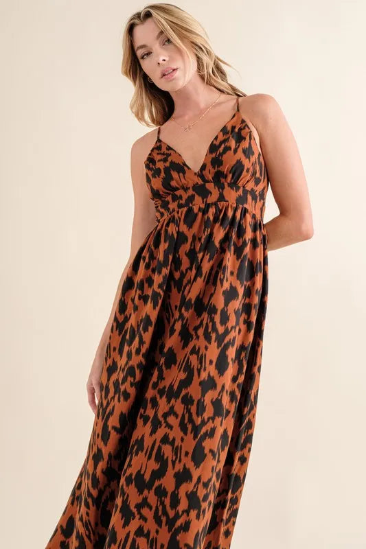 And The Why Leopard Print Plunge Maxi Dress by Selvanelle