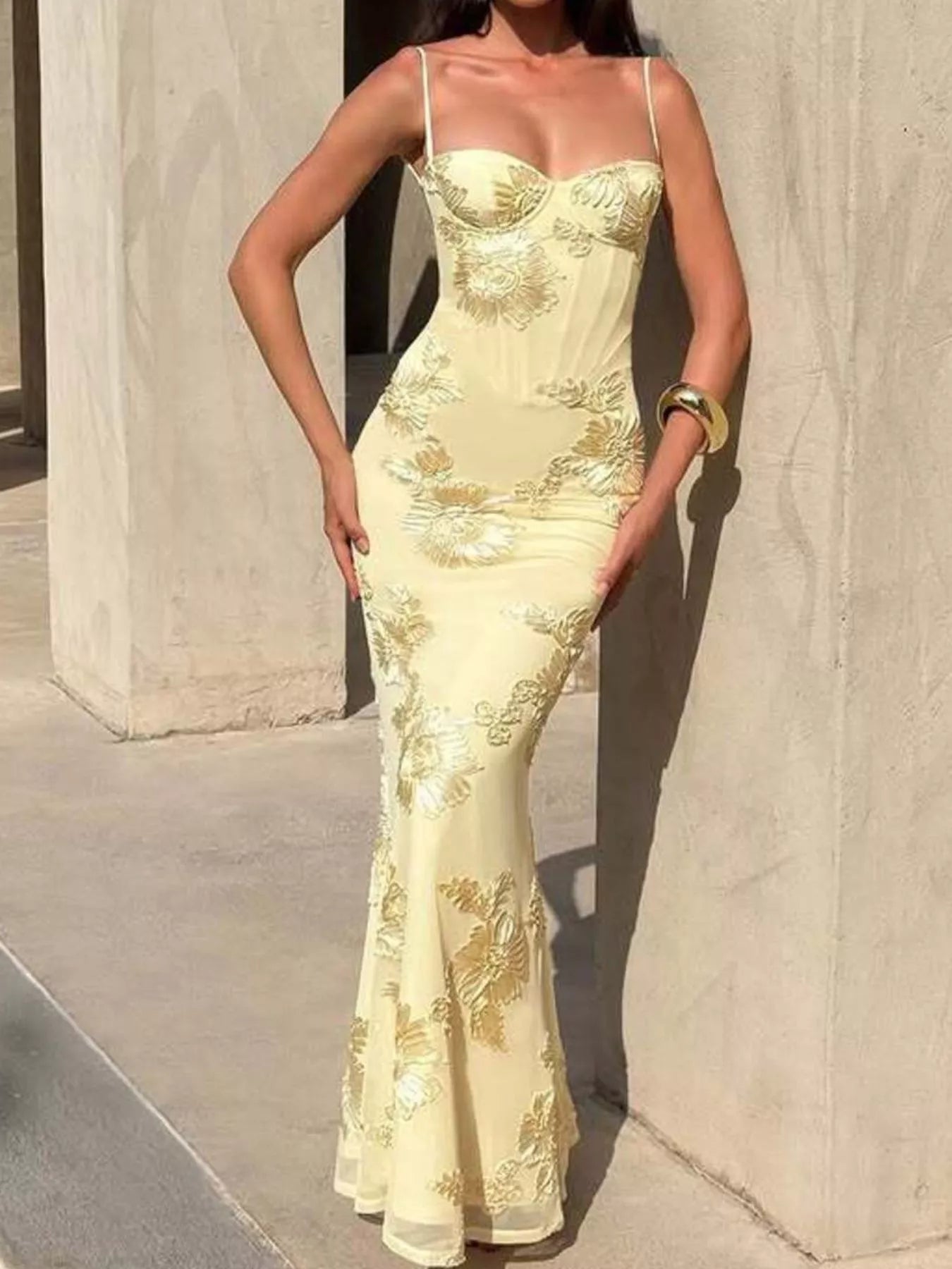 Sweetheart Neck Spaghetti Strap Maxi Dress by Shopiebay